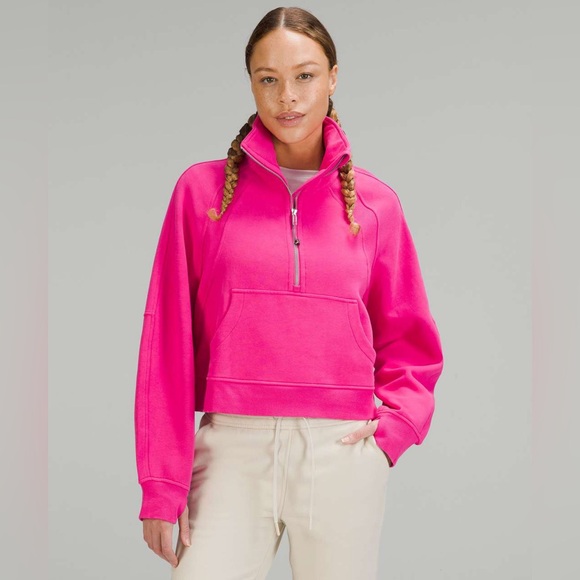 LULULEMON Sonic Pink Scuba Oversized Funnel Neck Half Zip NWOT! SZ M/L - Picture 6 of 8